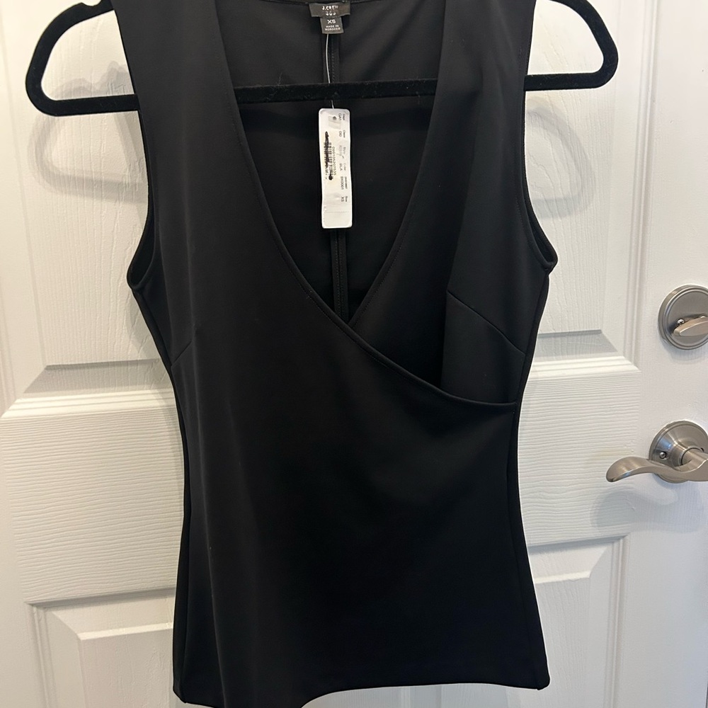 J. Crew Black Deep V-Neck Tank Top
